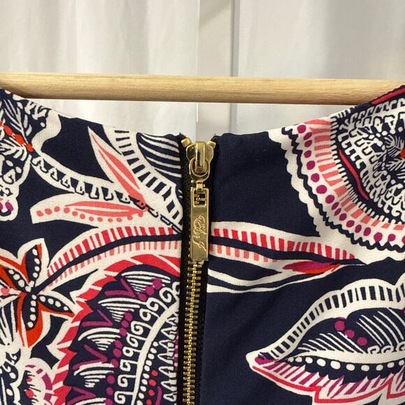 Eliza J Shift Dress Size 8 Floral Short Navy Blue Pink White 3/4 Sleeves - Picture 8 of 11